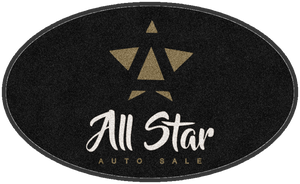 All Star Auto Sale NJ 3 X 5 Rubber Backed Carpeted HD Round - The Personalized Doormats Company
