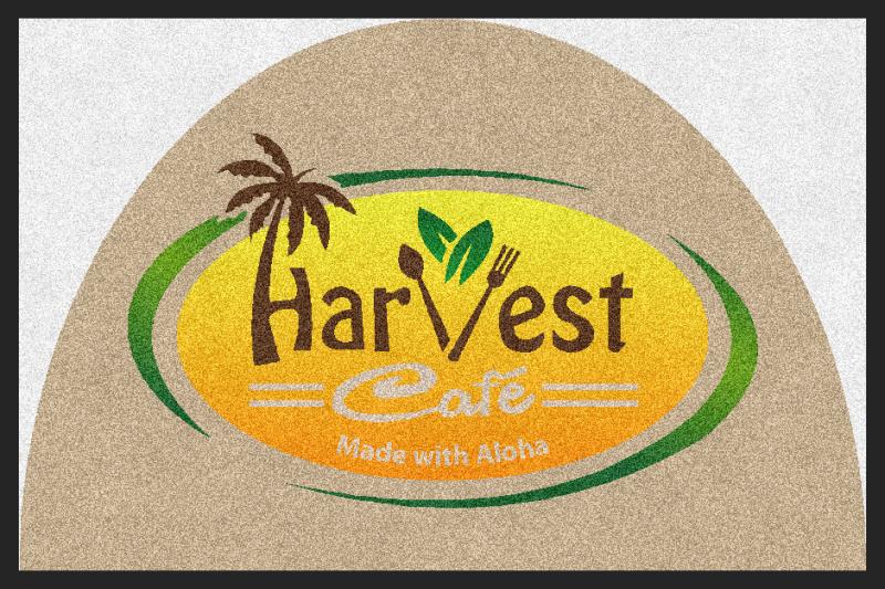 Harvest Cafe door mat 2 X 3 Rubber Backed Carpeted HD Half Round - The Personalized Doormats Company