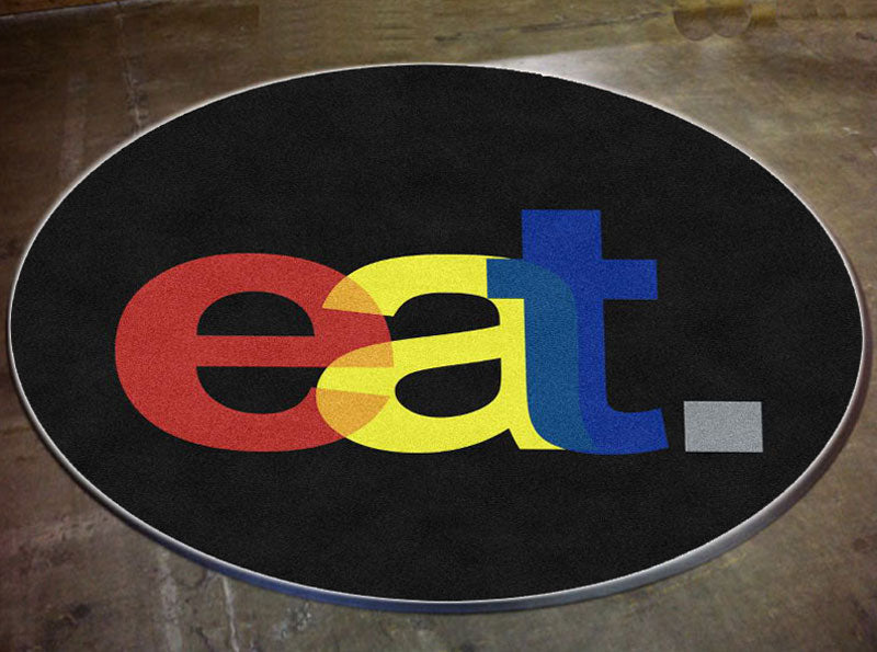 Eat 6 X 6 Rubber Backed Carpeted HD Round - The Personalized Doormats Company