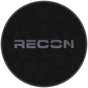 Black and White Circular Rug 3 X 3 Rubber Backed Carpeted HD Round - The Personalized Doormats Company