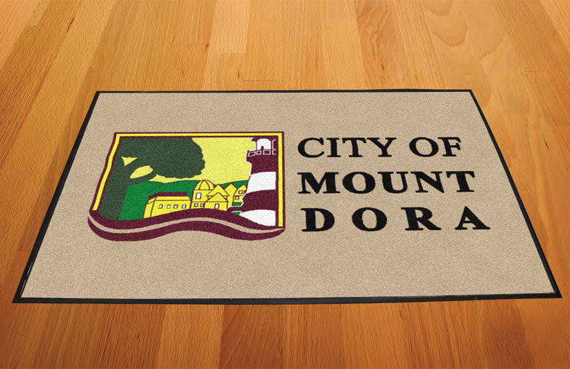 City Of Mount Dora 2 x 3 Rubber Backed Carpeted HD - The Personalized Doormats Company