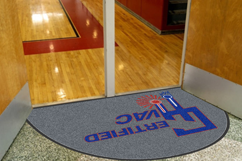 Certified HVAC § 4 X 6 Rubber Backed Carpeted HD Half Round - The Personalized Doormats Company