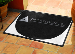 Associates logo 2 2 X 3 Rubber Backed Carpeted HD Half Round - The Personalized Doormats Company
