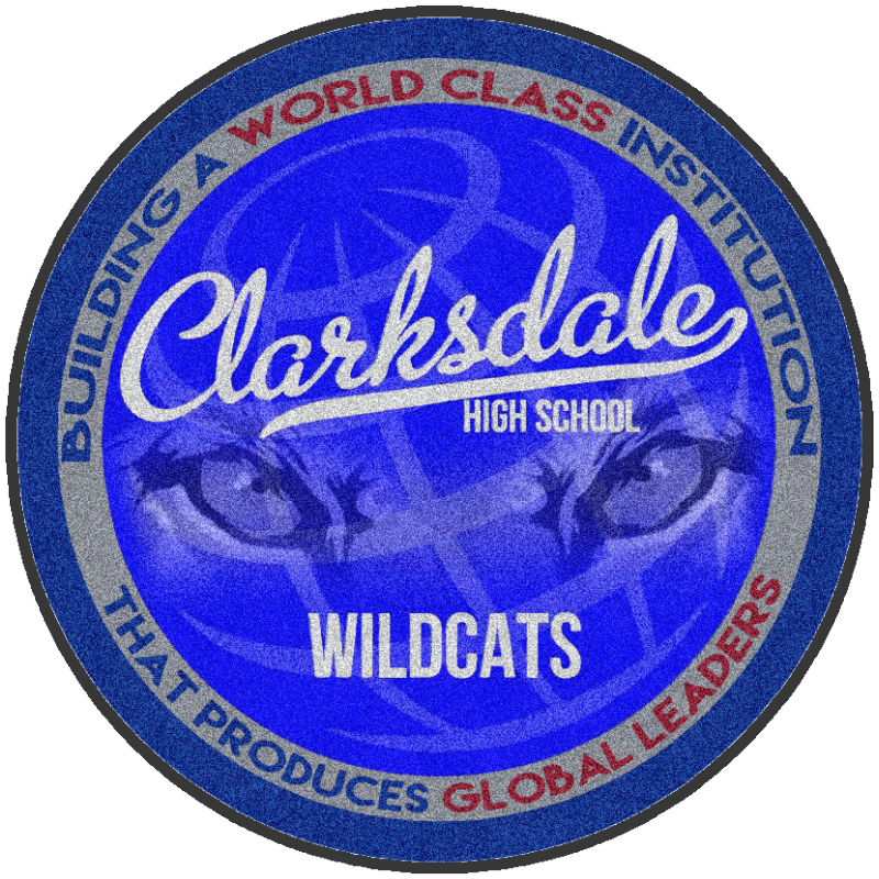 Clarksdale High School 6 X 6 Rubber Backed Carpeted HD Custom Shape - The Personalized Doormats Company
