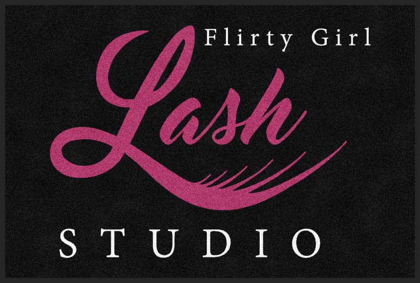 Flirty Girl Lash Studio Plano 4 X 6 Rubber Backed Carpeted HD - The Personalized Doormats Company