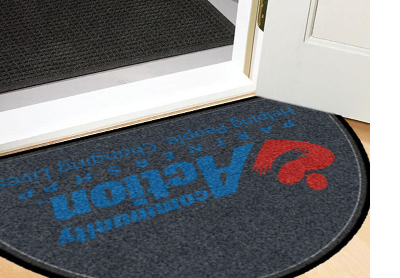 CAA front Rug § 2 X 3 Rubber Backed Carpeted HD Half Round - The Personalized Doormats Company