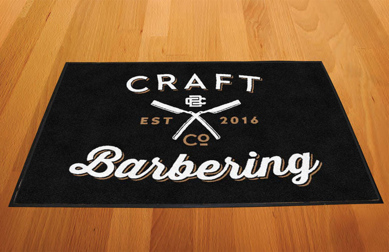 Craft Barbering Co. 2 X 3 Rubber Backed Carpeted HD - The Personalized Doormats Company