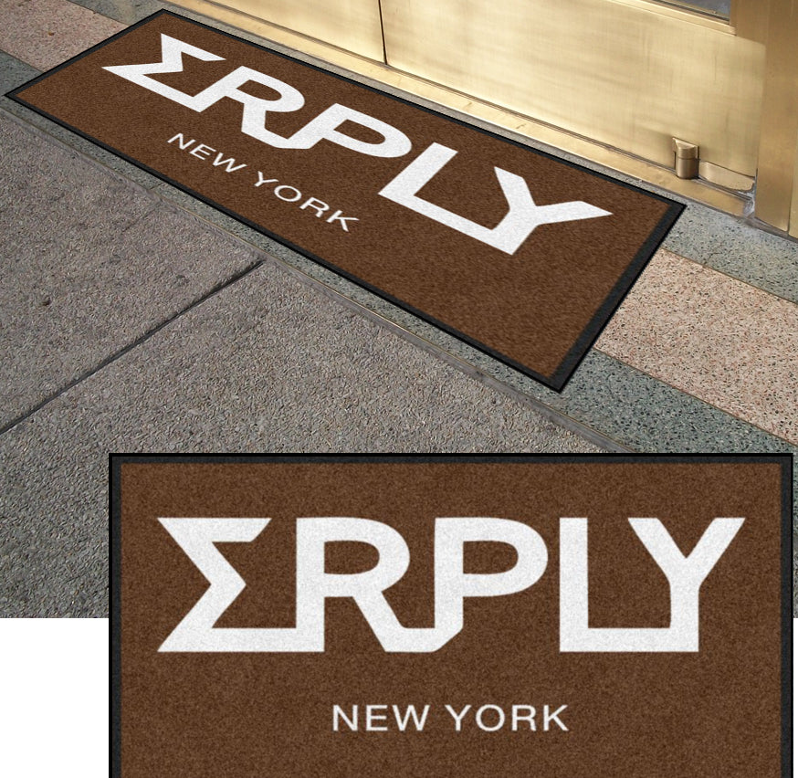 Erply blue 2 X 3.5 Rubber Backed Carpeted HD - The Personalized Doormats Company
