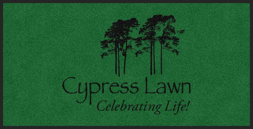 Cypress Lawn Cemetery 5 X 10 Rubber Backed Carpeted HD - The Personalized Doormats Company